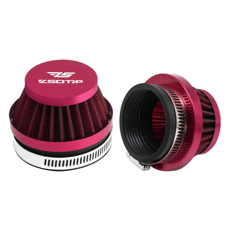 ZSDTRP 2PCS Motorcycle 38MM Air Intake Filter Universal Carburetor Air Filter Cleaner for Dirt Pit ATV SSR TTR Bike Breather Filter Fit for HONDA YAMAHA SUZUKI KEIHIH KOSO MIKUNI OKO Carburetor (Red 38MM) - Image 1